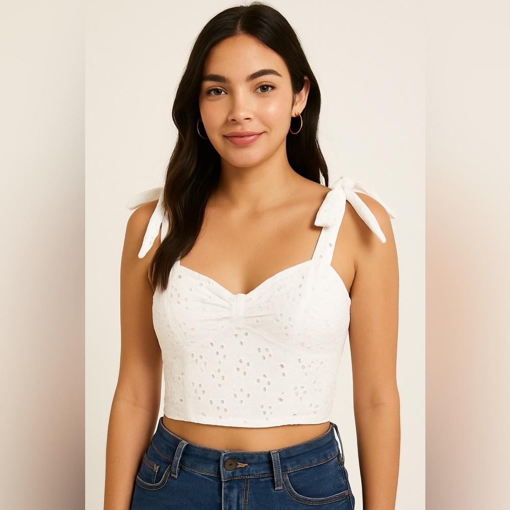 Liv White Eyelet Tank Top